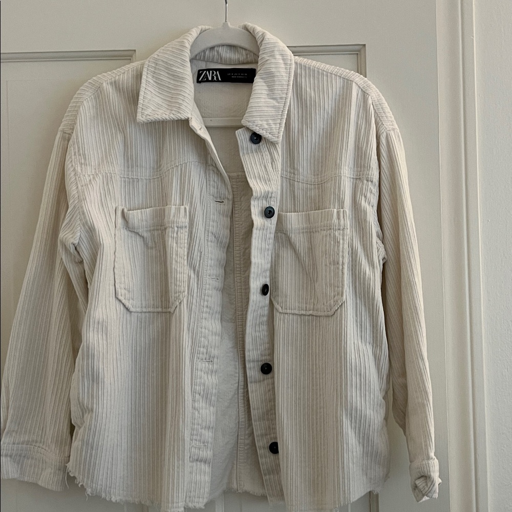 Zara White Striped Casual Shirt